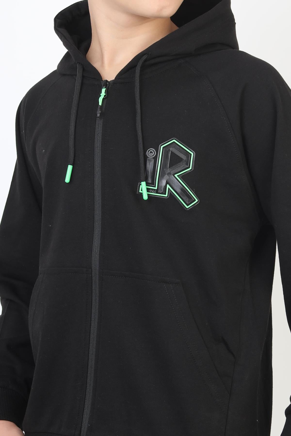 Kapşonlu Fermuarlı Kanguru Cepli Erkek Çocuk Sweatshirt