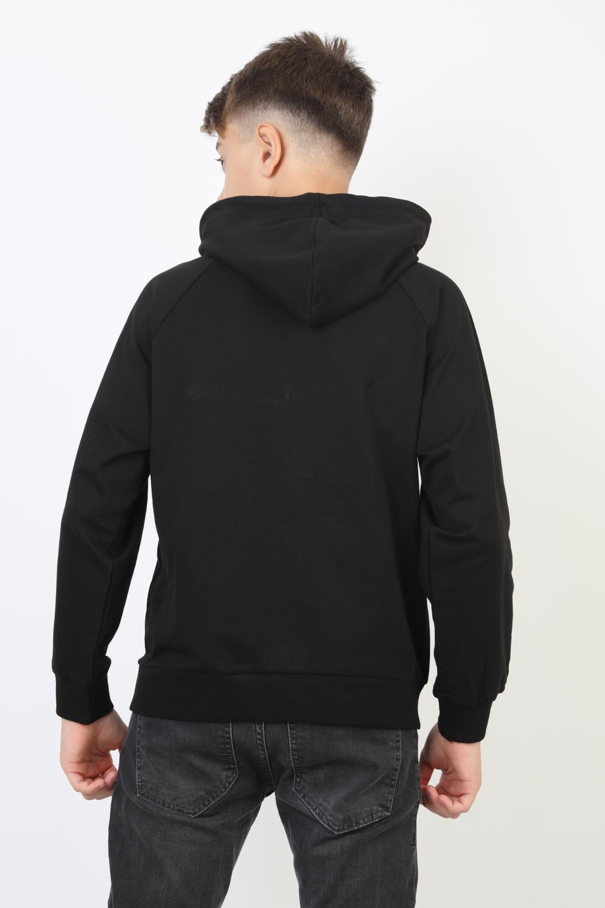 Kapşonlu Fermuarlı Kanguru Cepli Erkek Çocuk Sweatshirt