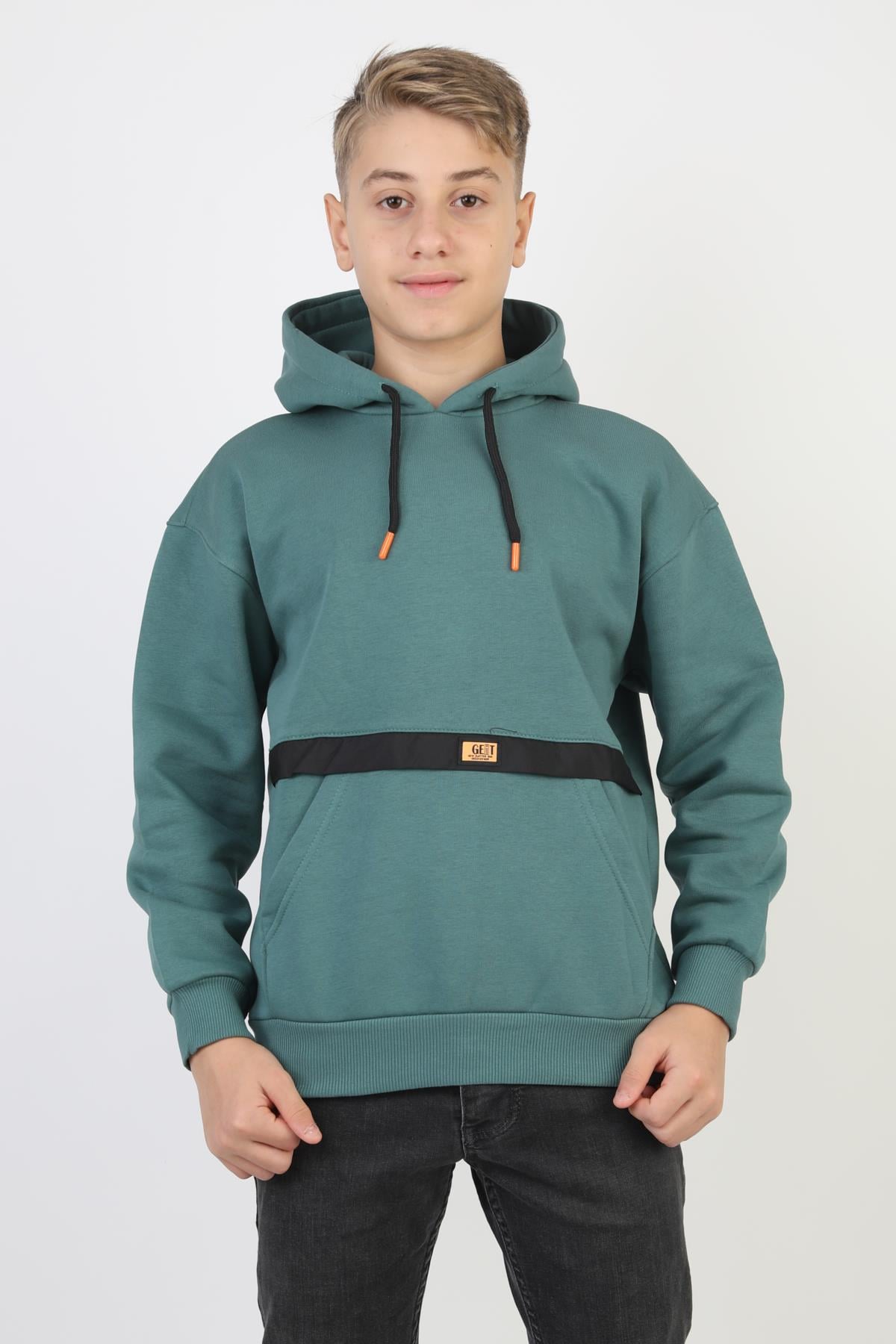 Kapşonlu Kanguru Cepli Detaylı Erkek Çocuk Sweatshirt