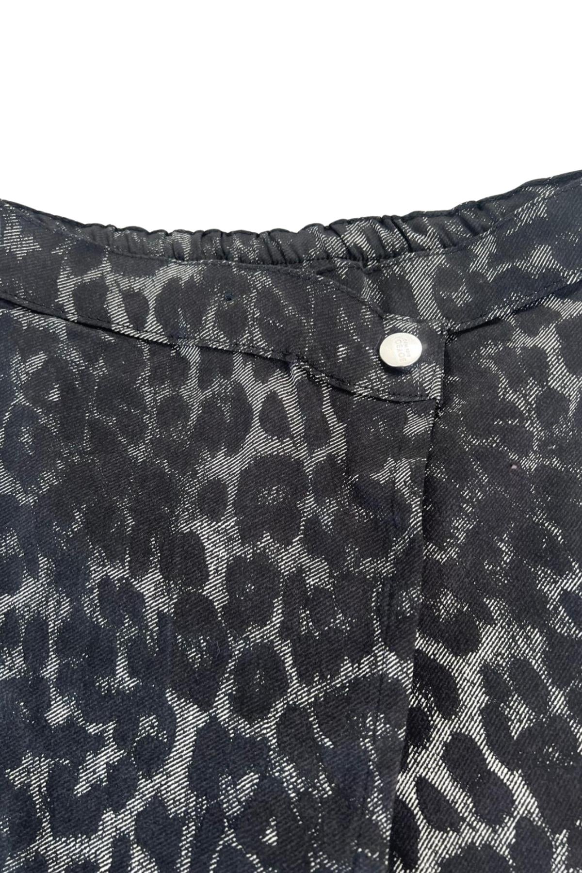 Leopar Baskılı %100 Pamuk Kız Çocuk Kot Şort Etek