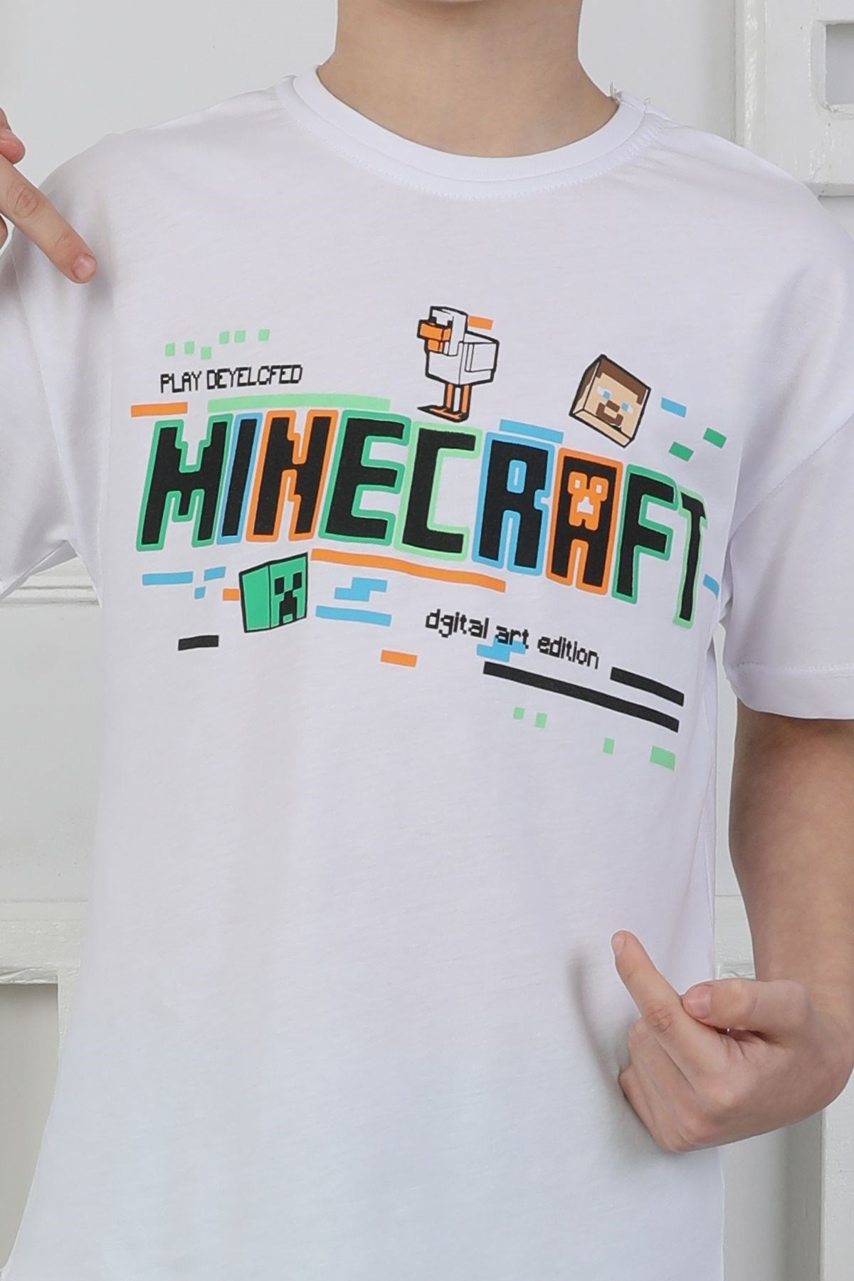 Minecraft Baskı Erkek Çocuk Şortlu Takım