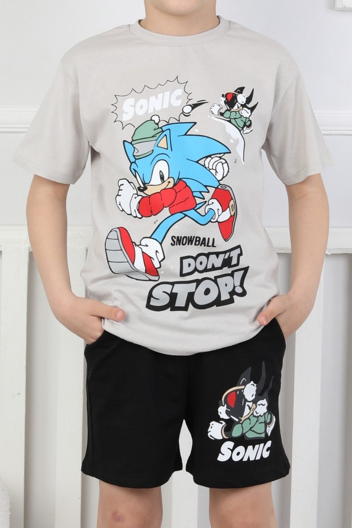 Sonic Baskılı Erkek Çocuk Şortlu Takım