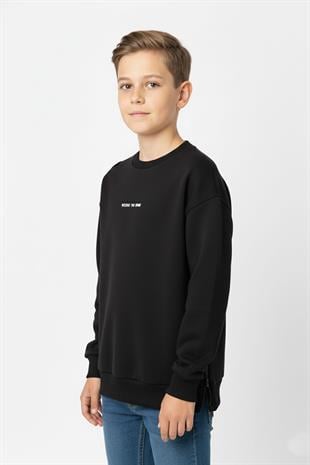 Bisiklet Yaka Baskı Detaylı Erkek Çocuk Sweatshirt