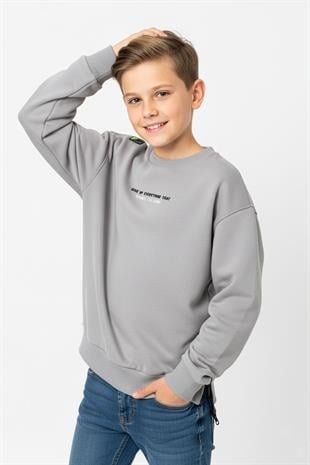 Bisiklet Yaka Baskı Detaylı Erkek Çocuk Sweatshirt