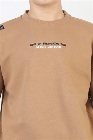 Bisiklet Yaka Baskı Detaylı Erkek Çocuk Sweatshirt