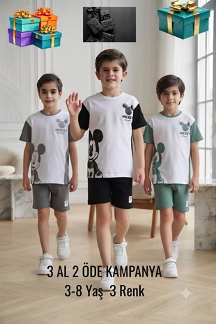 ERKEK TAKIM 3 LÜ SET BASKILI Çocuk TAKIM 3 AL 2 ÖDE   