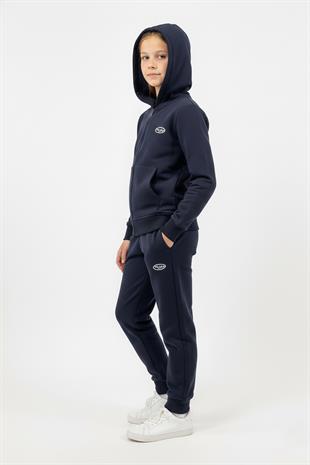 Fermuarlı Kapüşonlu Cepli Unisex Çocuk Eşofman Takımı