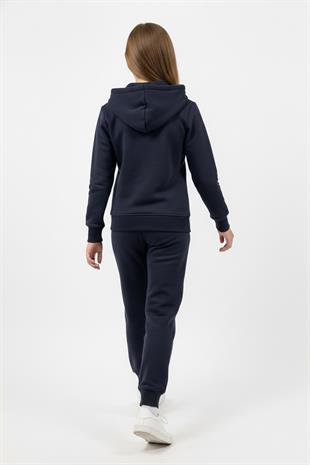 Fermuarlı Kapüşonlu Cepli Unisex Çocuk Eşofman Takımı
