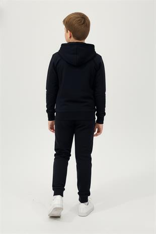 Fermuarlı Kapüşonlu Cepli Unisex Çocuk Eşofman Takımı