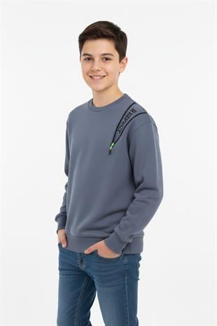 Fermuarlı Respect Baskılı Siyah Erkek Çocuk Sweatshirt