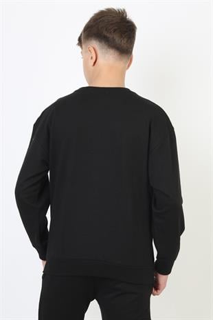 Fermuarlı Respect Baskılı Siyah Erkek Çocuk Sweatshirt