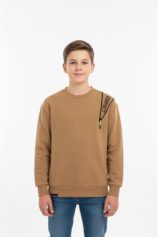 Fermuarlı Respect Baskılı Siyah Erkek Çocuk Sweatshirt