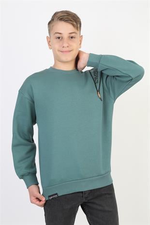Fermuarlı Respect Baskılı Siyah Erkek Çocuk Sweatshirt