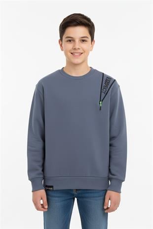 Fermuarlı Respect Baskılı Siyah Erkek Çocuk Sweatshirt