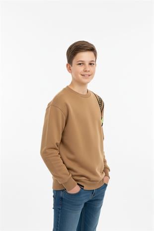 Fermuarlı Respect Baskılı Siyah Erkek Çocuk Sweatshirt