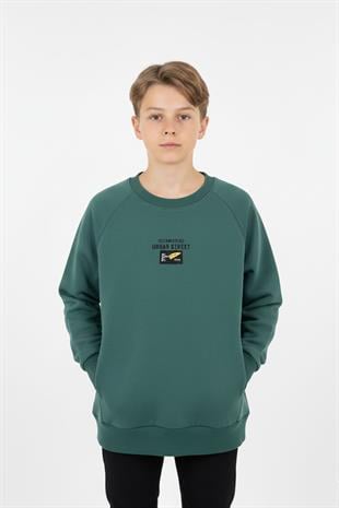 Kanguru Cepli Baskılı Detaylı Erkek Çocuk Sweatshirt