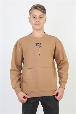 Kanguru Cepli Bisiklet Yaka Erkek Çocuk Sweatshirt