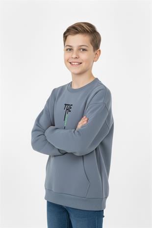 Kanguru Cepli Bisiklet Yaka Erkek Çocuk Sweatshirt