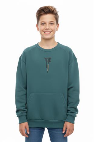 Kanguru Cepli Bisiklet Yaka Erkek Çocuk Sweatshirt