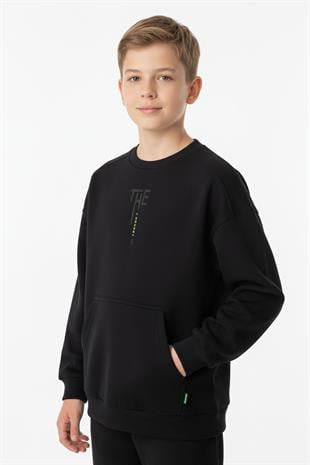 Kanguru Cepli Bisiklet Yaka Erkek Çocuk Sweatshirt
