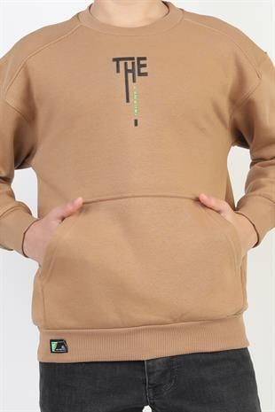 Kanguru Cepli Bisiklet Yaka Erkek Çocuk Sweatshirt