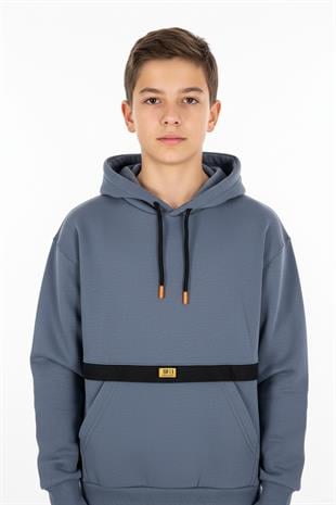 Kapşonlu Kanguru Cepli Detaylı Erkek Çocuk Sweatshirt