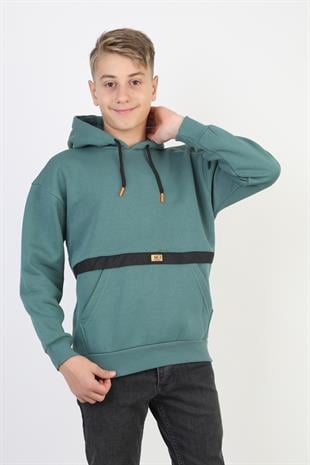 Kapşonlu Kanguru Cepli Detaylı Erkek Çocuk Sweatshirt
