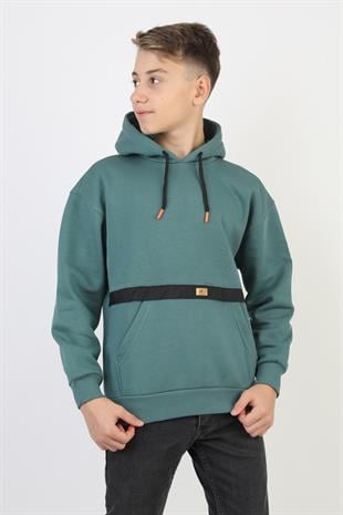 Kapşonlu Kanguru Cepli Detaylı Erkek Çocuk Sweatshirt