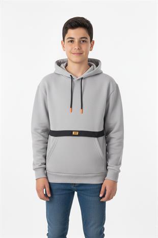 Kapşonlu Kanguru Cepli Detaylı Erkek Çocuk Sweatshirt