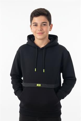 Kapşonlu Kanguru Cepli Detaylı Erkek Çocuk Sweatshirt