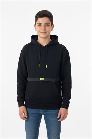 Kapşonlu Kanguru Cepli Detaylı Erkek Çocuk Sweatshirt