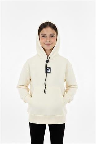 Kapüşonlu Art Baskılı Kanguru Cepli Kız Çocuk Sweatshirt