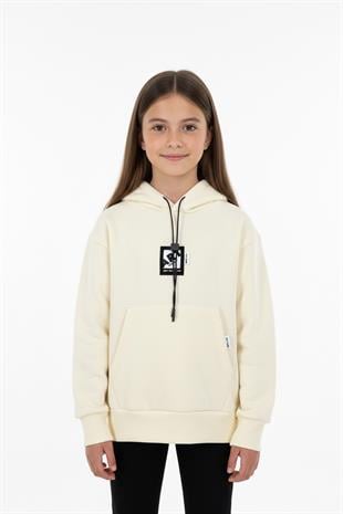 Kapüşonlu Art Baskılı Kanguru Cepli Kız Çocuk Sweatshirt