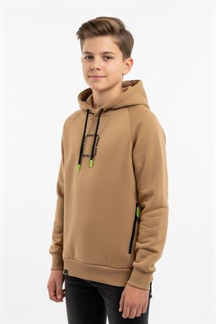 Kapüşonlu Fermuarlı Cepli Erkek Çocuk Sweatshirt