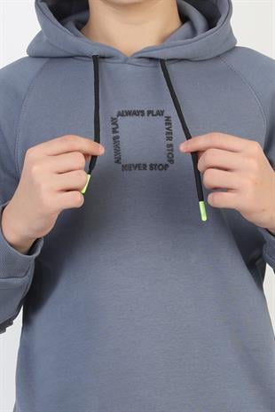 Kapüşonlu Fermuarlı Cepli Erkek Çocuk Sweatshirt