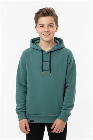 Kapüşonlu Fermuarlı Cepli Erkek Çocuk Sweatshirt