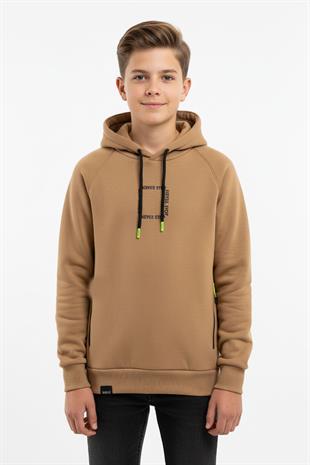 Kapüşonlu Fermuarlı Cepli Erkek Çocuk Sweatshirt