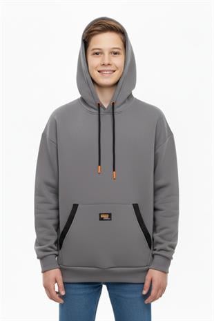 Kapüşonlu Kanguru Cepli 2 İplik Mevsimlik Erkek Çocuk Sweatshirt