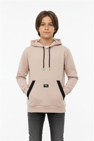 Kapüşonlu Kanguru Cepli 2 İplik Mevsimlik Erkek Çocuk Sweatshirt