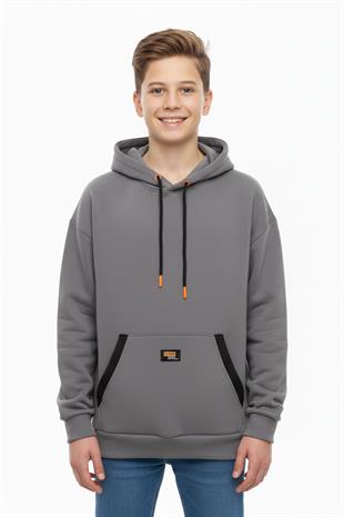 Kapüşonlu Kanguru Cepli 2 İplik Mevsimlik Erkek Çocuk Sweatshirt