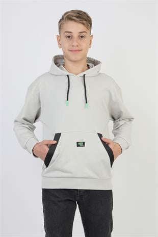 Kapüşonlu Kanguru Cepli 2 İplik Mevsimlik Erkek Çocuk Sweatshirt