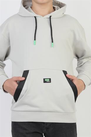 Kapüşonlu Kanguru Cepli 2 İplik Mevsimlik Erkek Çocuk Sweatshirt