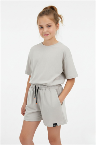 Kemerli Bağcıklı %100 Pamuk Kız Çocuk Şort