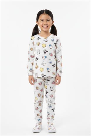 Kız Çocuk Sevimli Karakterli Mevsimlik Rahat Pijama Takımı