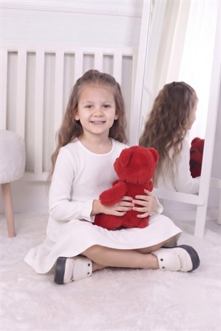Kız Çocuk Uzun Kol Elbise Kol fırfır Manşetli Etek Fırfır Detaylı  Yeni Sezon 