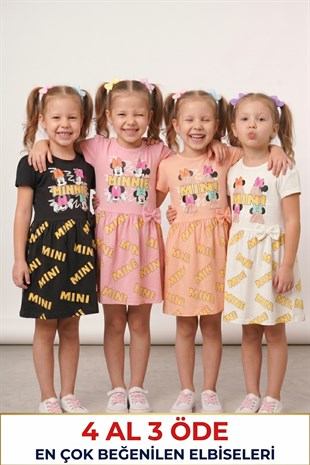 KIZ ELBİSE 4 LÜ SET Çocuk  ELBİSE 4 AL 3 ÖDE   