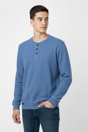 Mevsimlik Düğme Detaylı Bawelna Kumaş Uzun Kollu Erkek Çocuk Sweatshirt