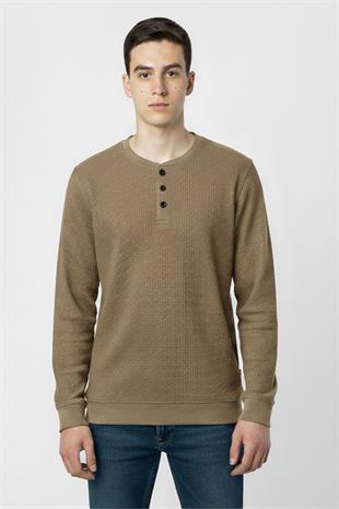 Mevsimlik Düğme Detaylı Bawelna Kumaş Uzun Kollu Erkek Çocuk Sweatshirt