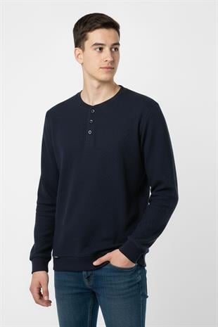 Mevsimlik Düğme Detaylı Bawelna Kumaş Uzun Kollu Erkek Çocuk Sweatshirt
