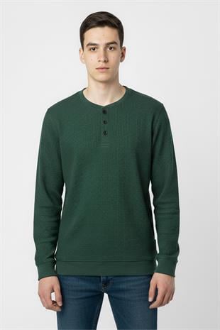 Mevsimlik Düğme Detaylı Bawelna Kumaş Uzun Kollu Erkek Çocuk Sweatshirt